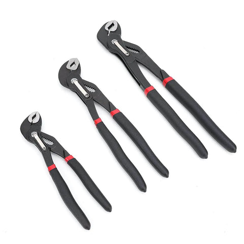 Three Piece Quick Release Groove Joint Pliers Set With Adjustable Slip Joint Pliers Drop Forged Chrome Vanadium Steel Handles With Rubber Grips