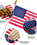 12 Pack 8x12 Inch Handheld American Flags On Wooden Sticks With Kid Safe Spear Top, Durable Polyester, Fade Resistant for Patriotic Events