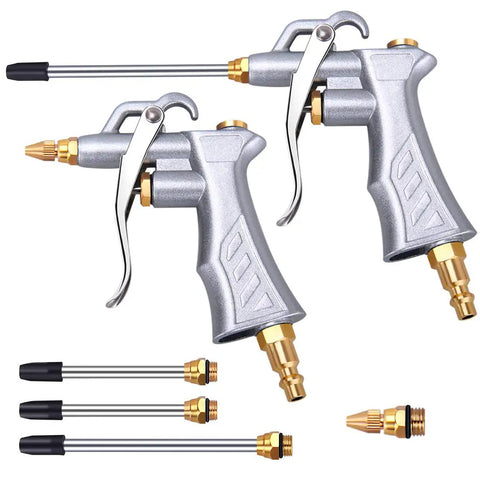 Heavy Duty Air Blow Gun With Brass Adjustable Flow Nozzle And Two Steel Flow Extensions A Durable Pneumatic Air Compressor Accessory