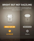 Comparison of Ultra Bright Plug In Motion Sensor Night Light at 120 LM vs standard night light at 40 LM, in a dark room.