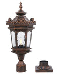 Outdoor Post Light With Pier Mount, Old School Vintage Style Yard Lamp, 60W E26 Post Lantern In Aged Bronze Finish, 24 And 1 Quarter Inch High, IP44 Waterproof, Classic Outdoor Lighting Fixture