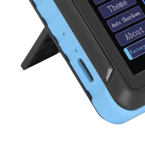 Close-up of the Handheld Oscilloscope With 5Ms Real Time Sampling Rate And 1MHz Bandwidth, showing Type C charging port and blue edge.