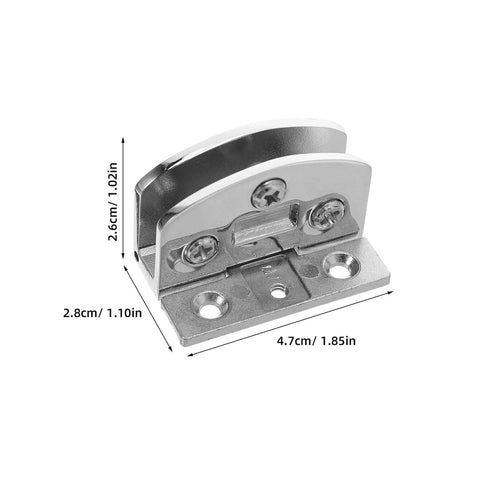 Two Pack Small Glass Door Hinges Pivot Hinges For Shower Doors Cabinets Cupboards Hardware With Adjustable Dual Sided Clamp Silver Finish 4.7cm x 2.8cm dimensions