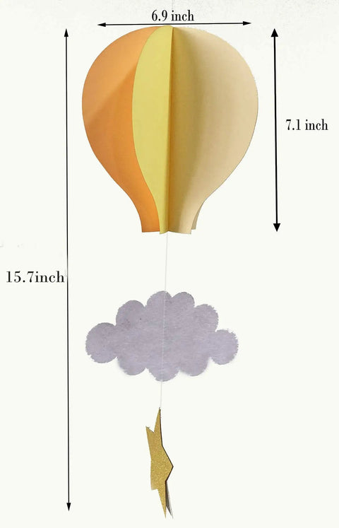 Colorful Hot Air Balloon Paper Decorations 4 Pack with Clouds and Stars Hanging Garland for Kids Room Decor and Party Backdrops