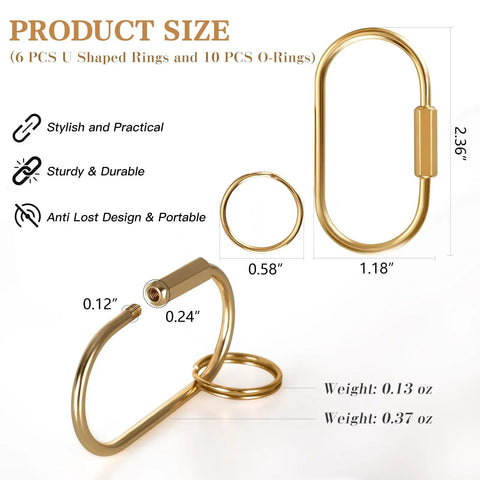 Solid Brass Key Rings Bulk Gold Tone Key Chain Organizer With Secure Screw Locking For Men And Women, Cute Purse Charms