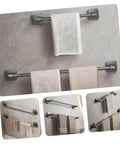 Self Adhesive Bathroom Wall Towel Rack in Gray No Drill Metal Organizer Multipurpose Holder for Towels Slippers and Clothes