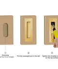 Installation steps for Recessed Finger Flush Pulls For Pocket And Sliding Barn Doors In Brushed Gold Stainless Steel