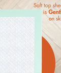 Ultra Dry Quick Change Underpads 30 By 36 Inches 100 Count Super Absorbent Bed Pads showing soft, gentle top sheet design.