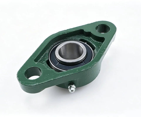 Ten Piece Set Heavy Duty Cast Iron Pillow Block Bearings 1 Inch Bore Two Bolt Flange Replacement For UCFL20516 Fits Farms Conveyors Garage Doors Manufacturing Systems Superior Vibration Resistance Long Last Performance For Workhorse Tasks. Green cast iron pillow block bearing with 1 inch bore and two bolt flange