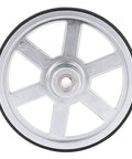 Top view of Two Pack Metal Robot Wheels With Neoprene Tire Tread For Replacement Built Tough For Grippy Traction Durable Aluminum Construction
