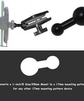 25Mm To 17Mm Ball Adaptor Aluminum Alloy Dual Socket Arm Rotating Ball Mount For RAM Brackets GPS Units Car Dash Mounts Universal Fit Rock Solid Heavy Duty Swivel Mount, shown with 17mm and 25mm balls