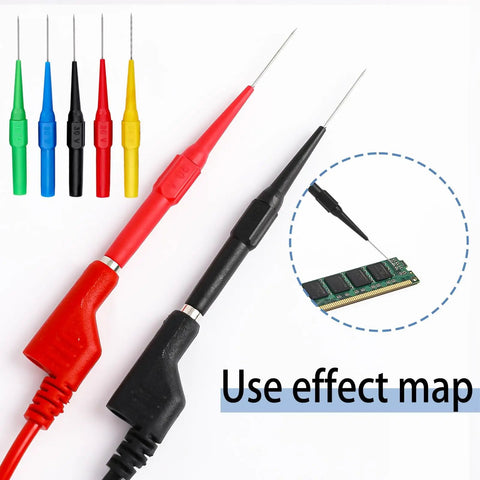 15 Piece Back Probe Pin Set for Multimeters and Car Testers, Wire Piercing Insulation Probes in red black yellow green blue