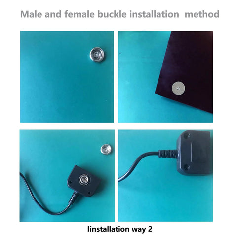 ESD grounding kit for anti-static mat with ground cord and snap connectors; four-view installation collage.