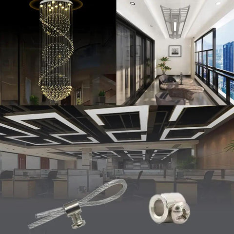 Stainless Steel Wire Rope Clip Set 20 Pcs With Double Hole Clamp 3mm Wire Hole M4 Screw Hole for ceiling and chandeliers.