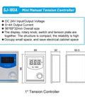 SJ-180A Mini Manual Tension Controller diagram and dimensions, showcasing compact design for efficient space use in electrical cabinets.