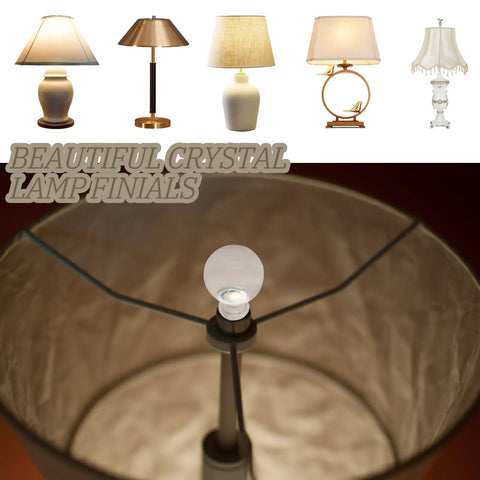 Fresh Glass Crystal Lamp Finials Featuring A Slick Silver Base A Top Shelf Two Pack on lamp shade with light glow