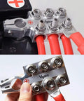 Pro Level Heavy Duty Rock Solid Battery Terminal Clamps Pair 12 Way Power Distribution Block For 8 Awg To 4/0 Xl Cable with red cables.