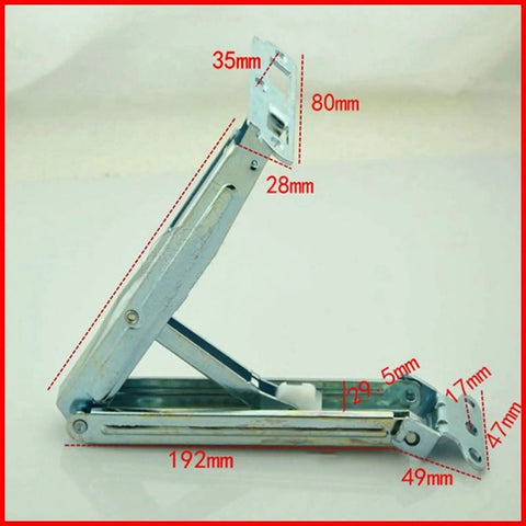 Beefy Heavy Duty Sofa Lifting Hinge With Adjustable Angle And Bed Folding Capability showcasing dimensions and measurement markings