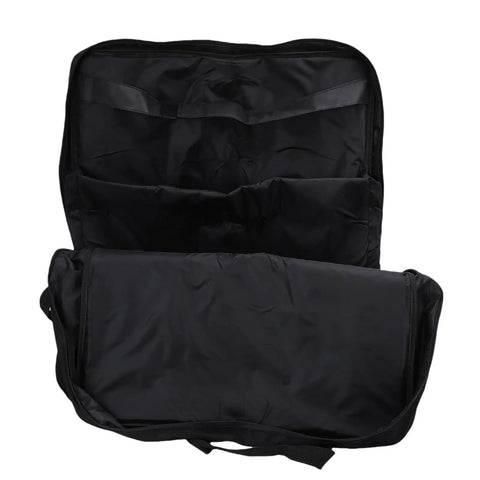 Open rugged solar panel carrying case for camping and RV travel with 600D Oxford fabric, interior compartments visible.