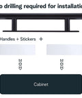 4 Pack Self Stick Cabinet Handles Pulls No Drill Install ABS Plastic Drawer Pulls, black handle and adhesive setup guide.