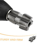 Close-up of BESPORTBLE PPR PVC Pipe Threading Tool, sturdy steel adapter for electric drill and manual use, ideal for water pipes.