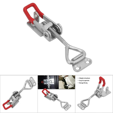 Heavy Duty Carbon Steel Toggle Latch Clamp With Quick Release Triangle Lever High Strength 4002 Action, shown from the side.