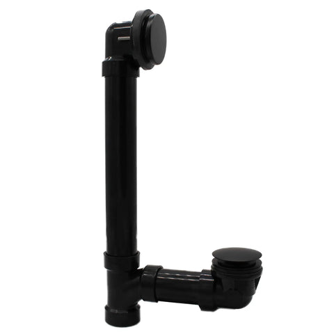 12 Inch And 4 Inch Bath Waste And Overflow Assembly Kit With Tip Toe Drain Plug, Illusionary Faceplate, SCH 40 ABS Pipe, Matte Black Finish