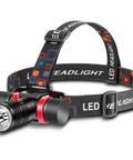 2000 Lumen Scuba Dive Light Beast Bright Rechargeable Underwater Headlamp with USB Charging, black aluminum body showing front LED