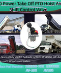 PTO Hoist Control Valve With Kickout For Dump Truck Tipper Hydraulic System Replaces AV 295 329358X displayed with trucks