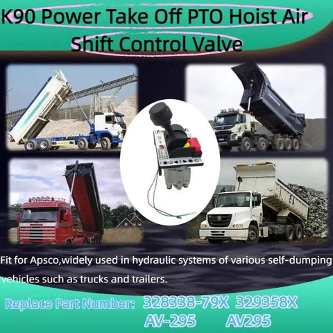 PTO Hoist Control Valve With Kickout For Dump Truck Tipper Hydraulic System Replaces AV 295 329358X displayed with trucks