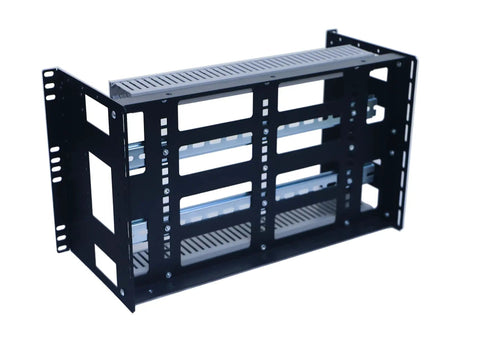 Front view of 6U Rackmount DIN Rail Control Panel Enclosure With 8 Inch Depth, Heavy Duty 14 Gauge Steel, Fits 19 Inch Racks