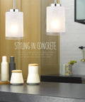 Two Pack Brushed Nickel Mini Pendant Lights With Linen Glass Shade For Kitchen Island, Living Room, Hallway And Bedroom