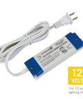 LED Dimmer Power Driver For Under-Cabinet Lighting With Removable AC Cord, 20W Gray, Smooth Flicker-Free Dimming, UL Listed, shown with cord