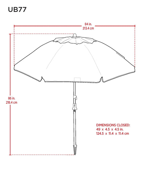 AnchorX 7 Ft Beach Umbrella Base System With Sand Anchor And Carrying Bag Portable Outdoor Market Umbrella SPF 50 Plus Protection Wind Stabilizing Design Blue Stripe For Your Beach Day Vibe