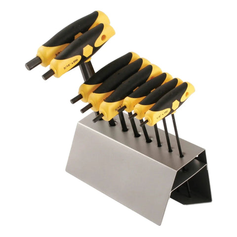 Soft Grip Ball End Hex T Handle Set Inch 8 Piece With Dual Drive Pro Grade Color Coded Yellow SAE And Red Metric Through Handle Design