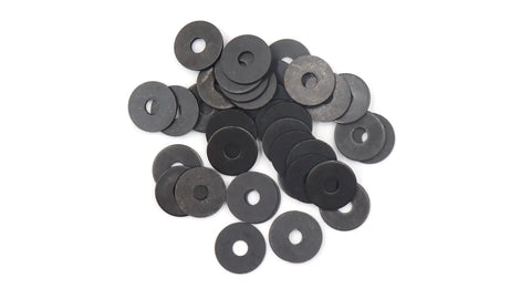Heavy Duty M3 Flat Washers 100 Pc Set With 3mm ID 12mm OD 1mm Thick Black Large Fender Gasket Grade 8 Carbon Steel Fits M3 Bolts For Home Improvement And DIY BinifiMux on display.