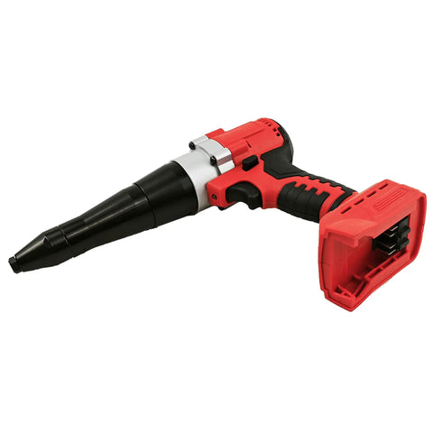 Cordless Rivet Gun For Milwaukee 18V Battery Compatibility Tool Only No Battery Included, red and black angled view