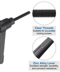 Lever Adjustable Handles M4 32mm Metric Thread Level Clamping Handle Set With Nuts And Washers 4Pcs showcasing black zinc alloy lever