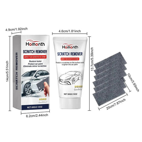 Car Scratch Remover Kit With Polishing Pad And Repair Cream For Quick Paint Restoration, 2.12oz cream, pads, and box displayed.