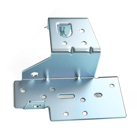Heavy Duty Garage Door Bottom Bracket Set for 2 Inch Track Left and Right Pair, low headroom, 11 gauge galvanized steel, front view