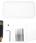 Hardcore Tungsten Steel Scribing Chisel Set Featuring Seven Ultra Slick Blades Spanning Point One To Two Millimeters With Dead On Accuracy For Smooth Resin And Scale Model Detail Crafting in clear case