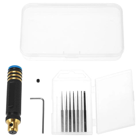 Hardcore Tungsten Steel Scribing Chisel Set Featuring Seven Ultra Slick Blades Spanning Point One To Two Millimeters With Dead On Accuracy For Smooth Resin And Scale Model Detail Crafting in clear case