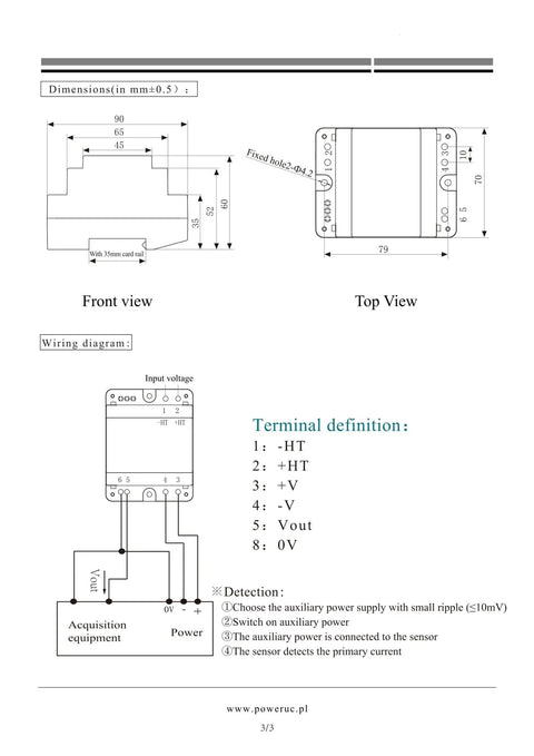 Wiring diagram and dimensional view of Heavy Duty High Voltage Detection Sensor Module Made For Real Deal Gearheads And Tech Wizards Probing 50V To 500V Circuits With Spot On 5V Signal Output Daily.