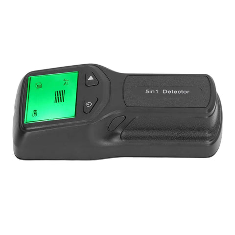 Eujgoov Stud Finder Wall Scanner 5 in 1 Detector with HD LCD Display shown from the top, highlighting the green LCD interface.