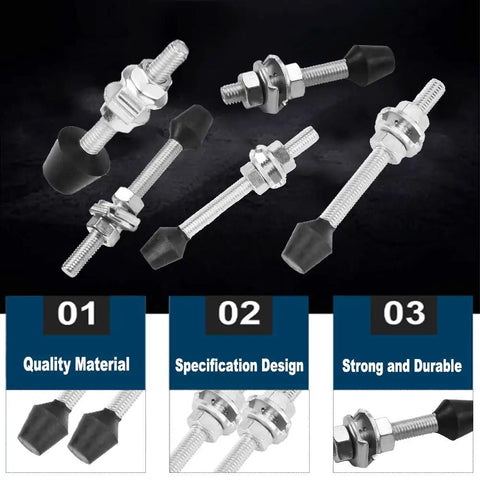 Six Pack M8x70mm Carbon Steel Toggle Clamp Screws With Rounded Spindle Tip For Stable Non Mar Clamping, Zinc Plated 70mm Long, Soft Rubber Pad For Woodworking And Metalworking Projects, six-piece bolt set