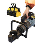 Heavy Duty Electric Rebar Cutter And Bender With Beast Mode 1800W Copper Motor in use with sturdy storage bag.
