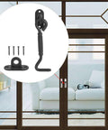 Stainless Steel Barn Door Lock And Sliding Latch Heavy Duty Gate Lock Hardware For Indoor Outdoor Use Ideal For Barn Doors Cabinets Sheds Gates And Window Hook Locks With Weather Resistant Rust Proof Finish And Easy Installation, black latch with screws