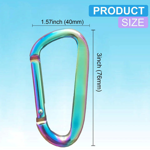 3 Inch Aluminum Alloy Carabiner Clip With D Ring And Spring Snap Hook Grab And Go Keychain Clip Colorful 2 Pack