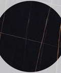 Large Marble Lazy Susan Turntable Rotating Serving Plate For Countertops And Dining Tables with a black marble surface and gold veining.