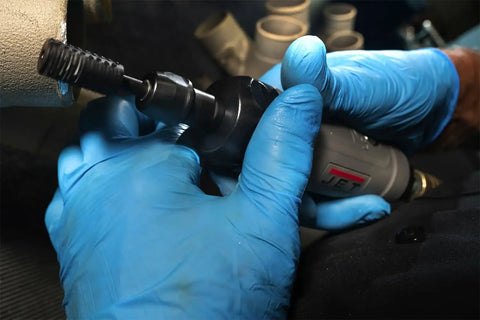 Quarter Inch Straight Die Grinder With Composite Housing, 22000 RPM, Lockoff Safety Switch, Quiet Muffler System, Lightweight Yet Built Tough Tool, Industrial Bearings, Rear Exhaust For Smooth Operation